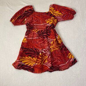 Mlle Gabrielle 1X Tropical Peasant Mini Dress Puff Sleeve Coastal Vacation